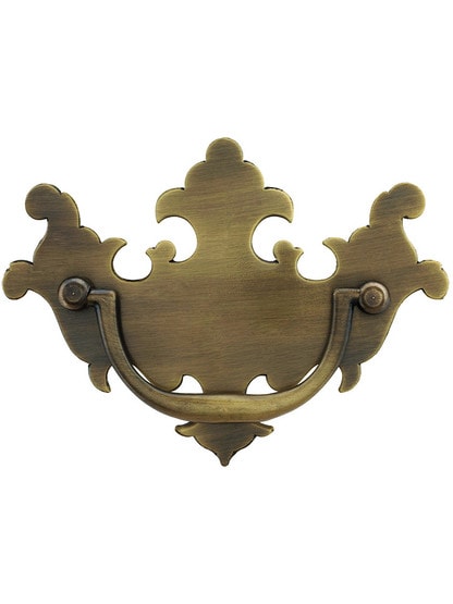 Colonial Chippendale Brass Bail Pull ‚Äì 3‚Äù Center-to-Center in Antique Brass Finish.